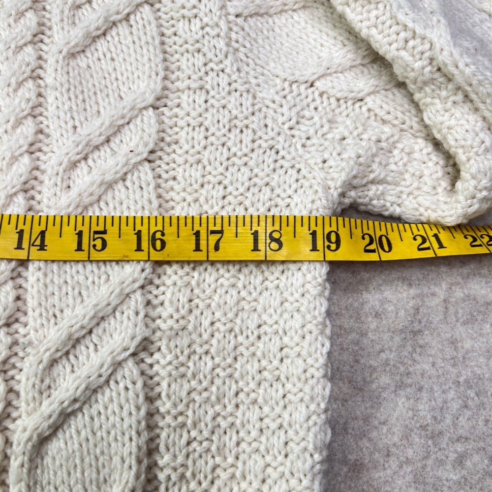 Paul James Made in England 100% Wool Cable Knit Mock Neck Sweater Cream Large W - Picture 5 of 11